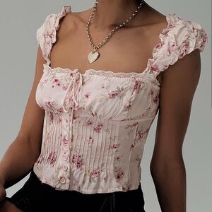 Princess Polly RINZA TOP PINK FLORAL